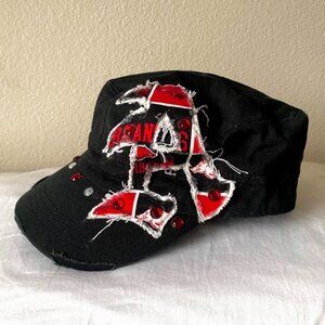 Arkansas Razorbacks y2k Black Red Rhinestone Bling Hat